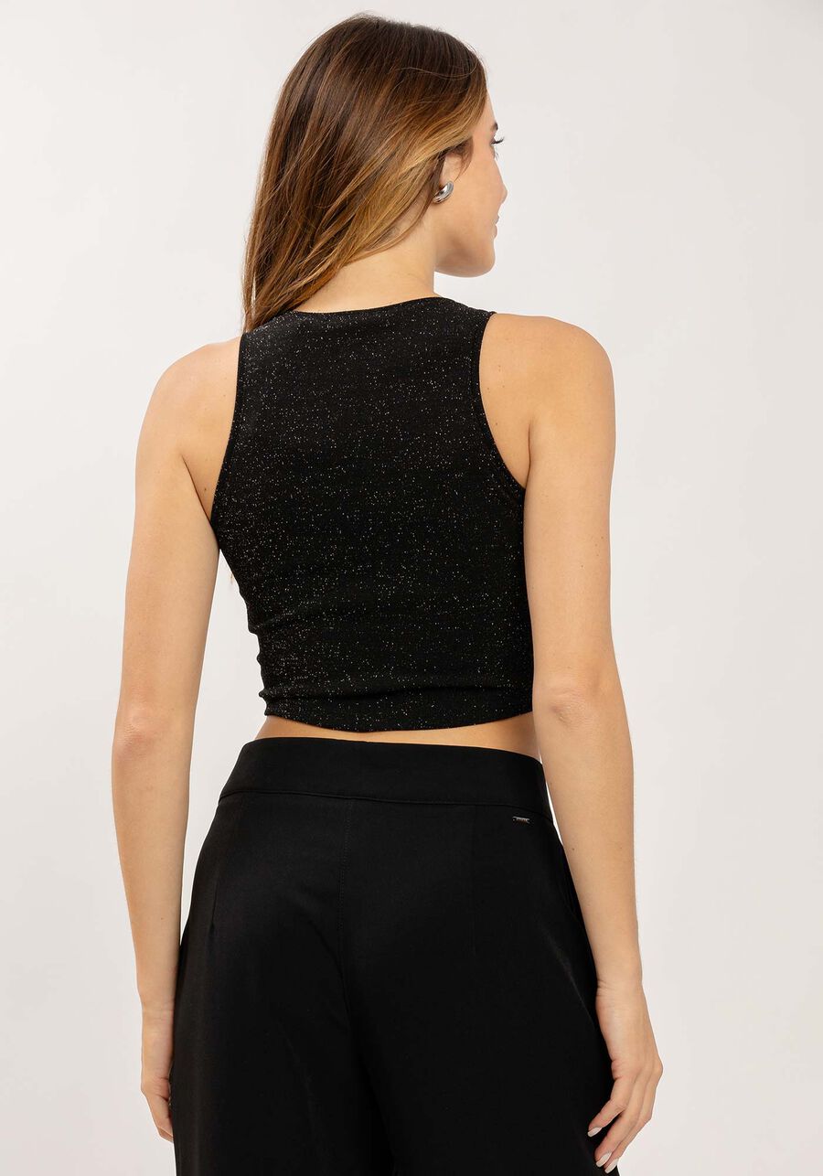 Regata Cropped em Malha Lurex, . Regata Cropped em Malha Lurex, , large.