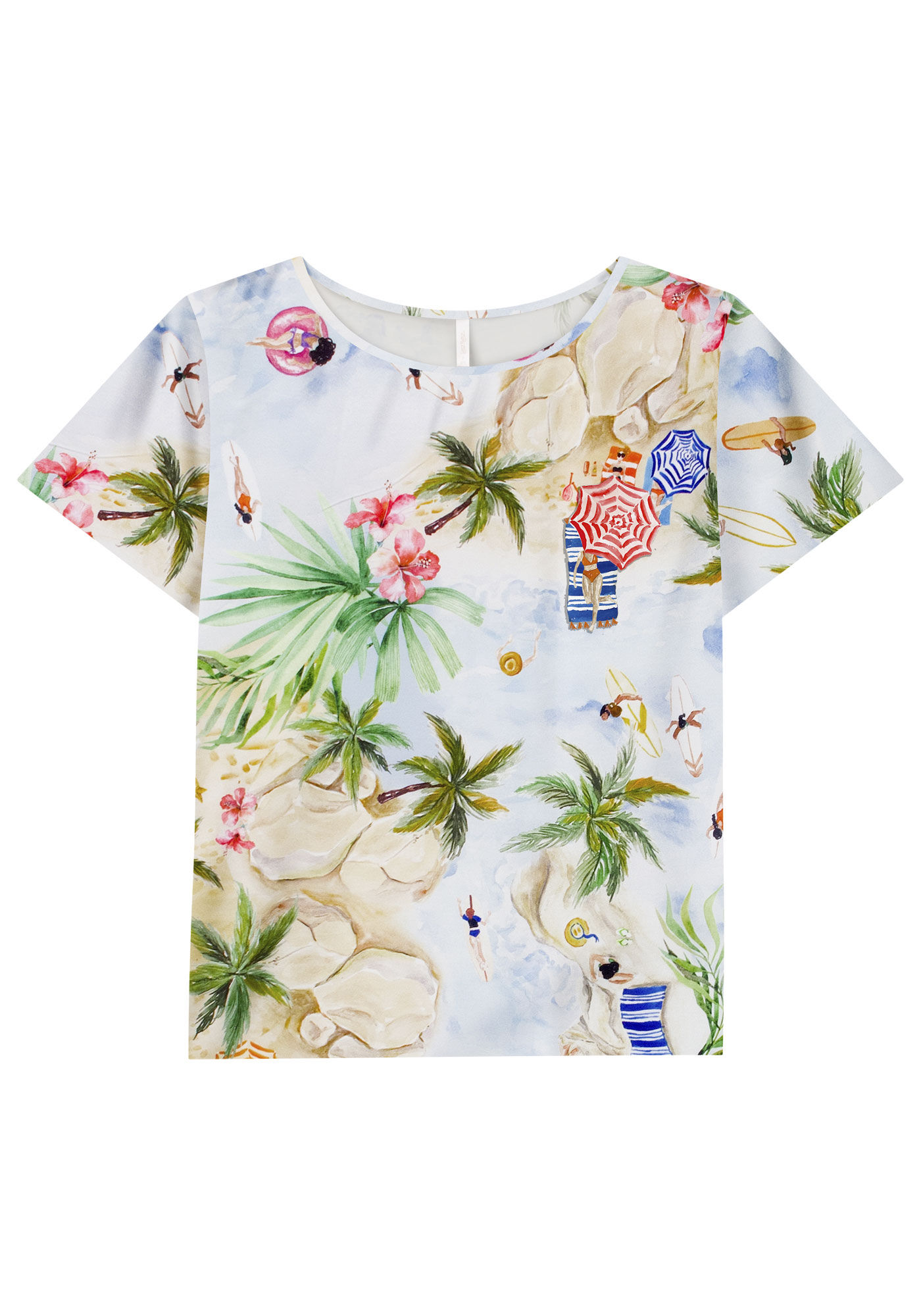Blusa Manga Curta em Viscose Estampada, , large.