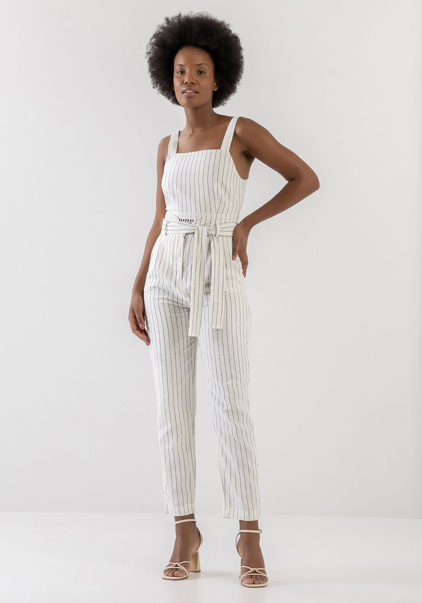 Calça linho listrada on sale