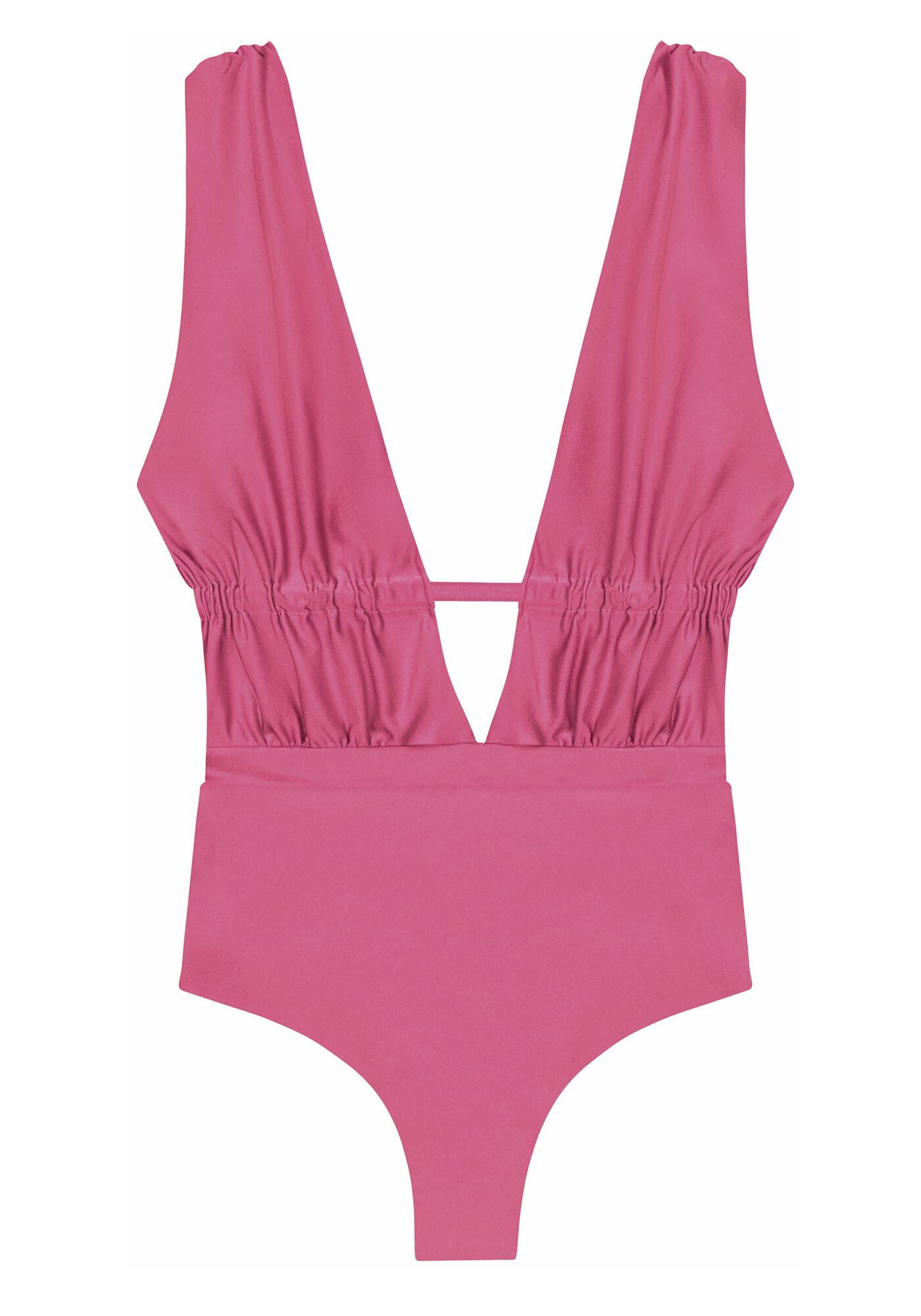 Mai&ocirc; Acetinado com Decote Profundo Franzido, , large.