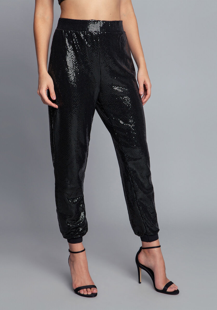 Calça Malha Paetê Jogging, . Calça Malha Paetê Jogging, , large.