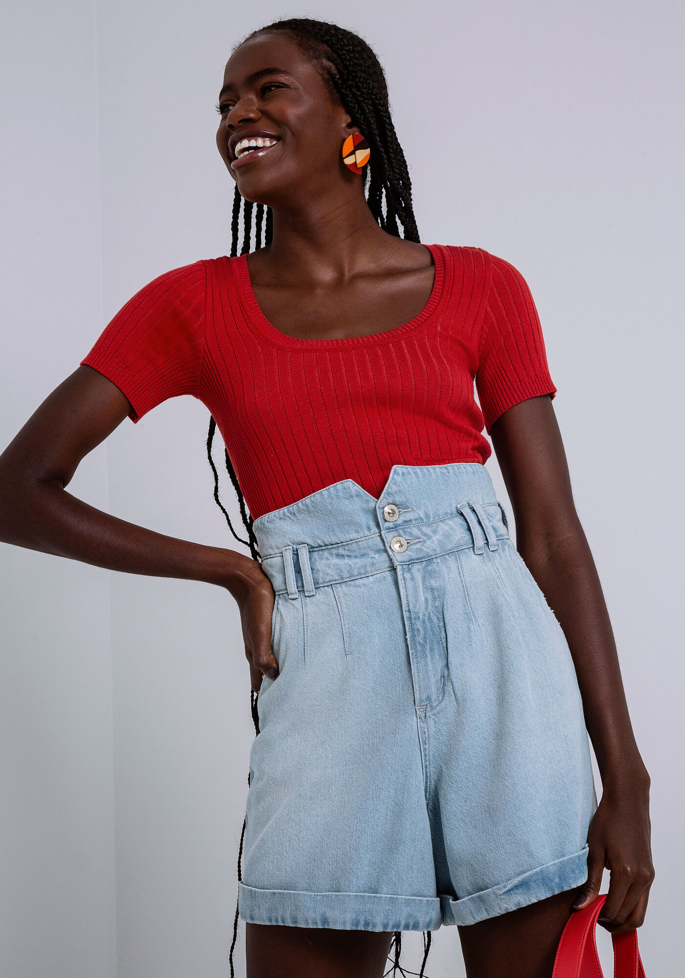 Blusa Manga Curta em Tric&ocirc;, , large.