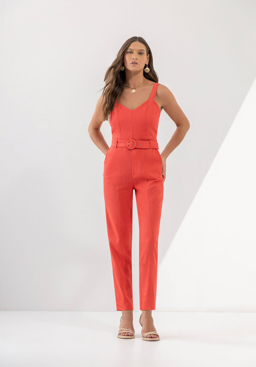 Blusa Cropped em Linho com Detalhe Tiras, VERMELHO RED HOT. Blusa Cropped em Linho com Detalhe Tiras, VERMELHO RED HOT, large.