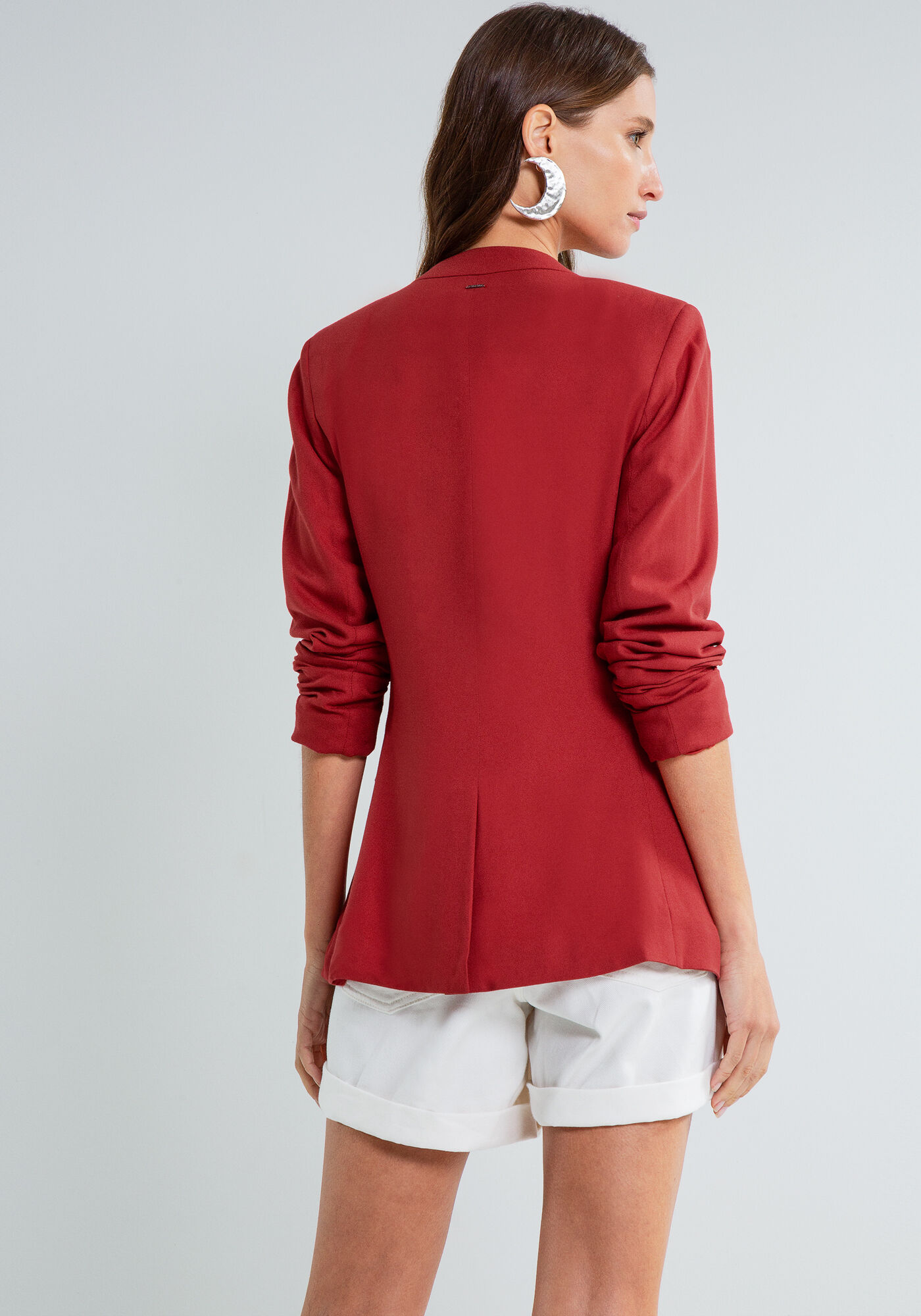 Blazer Manga Longa sem Gola, VERMELHO, large.