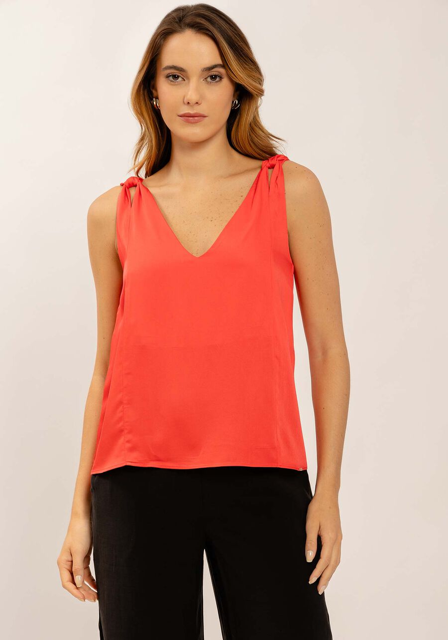Blusa Decote V com Amarração Alças, . Blusa Decote V com Amarração Alças, , large.