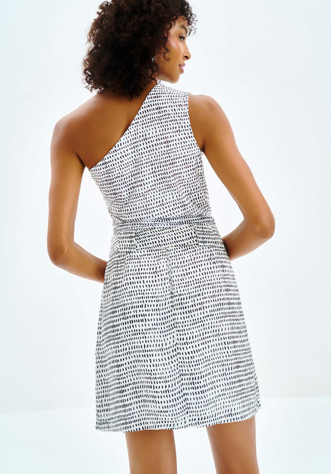 Saia Curta em Chiffon Estampada com Cinto, , large.