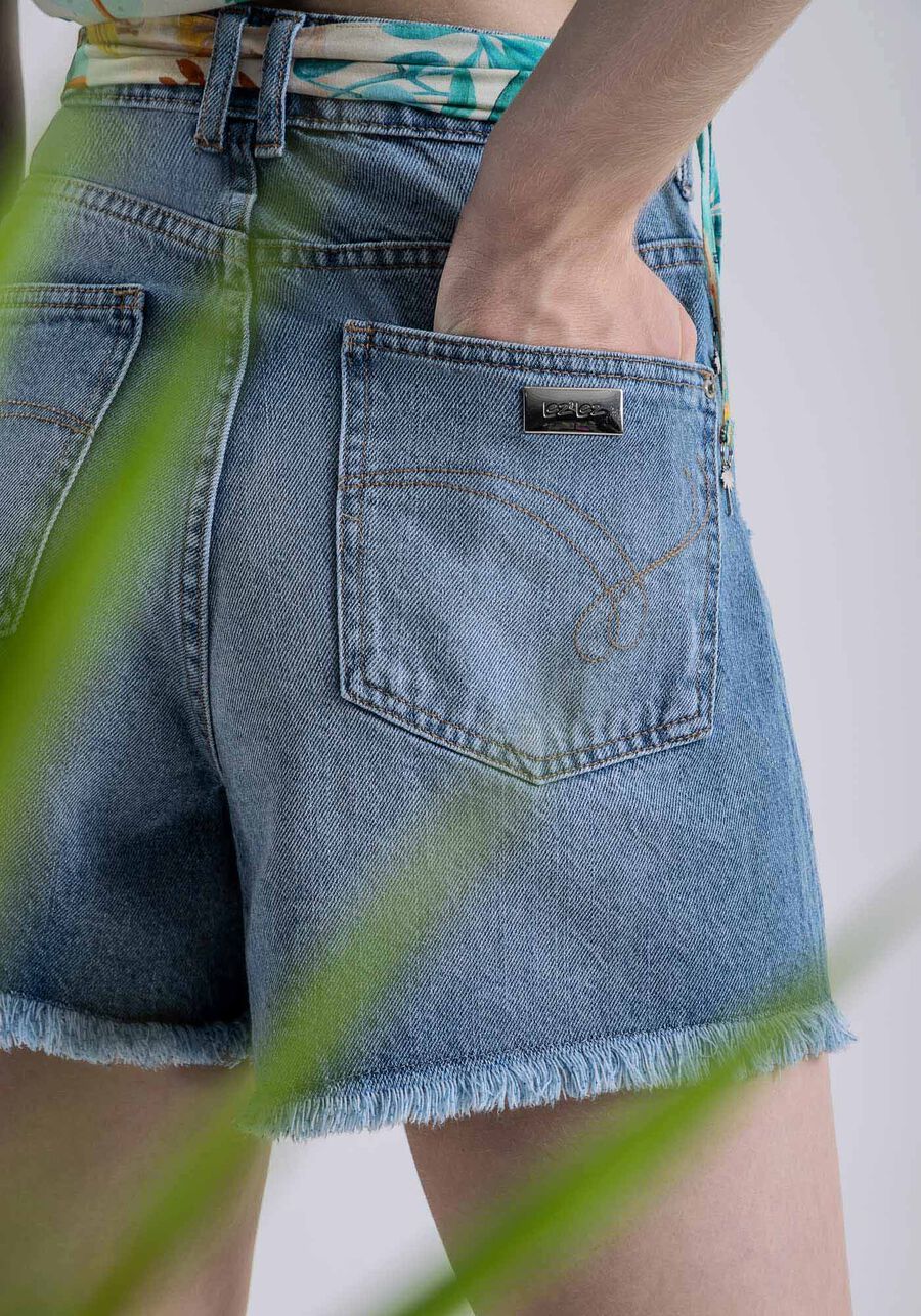 Shorts Jeans Califórnia Super Alta com Faixa, JEANS, large.