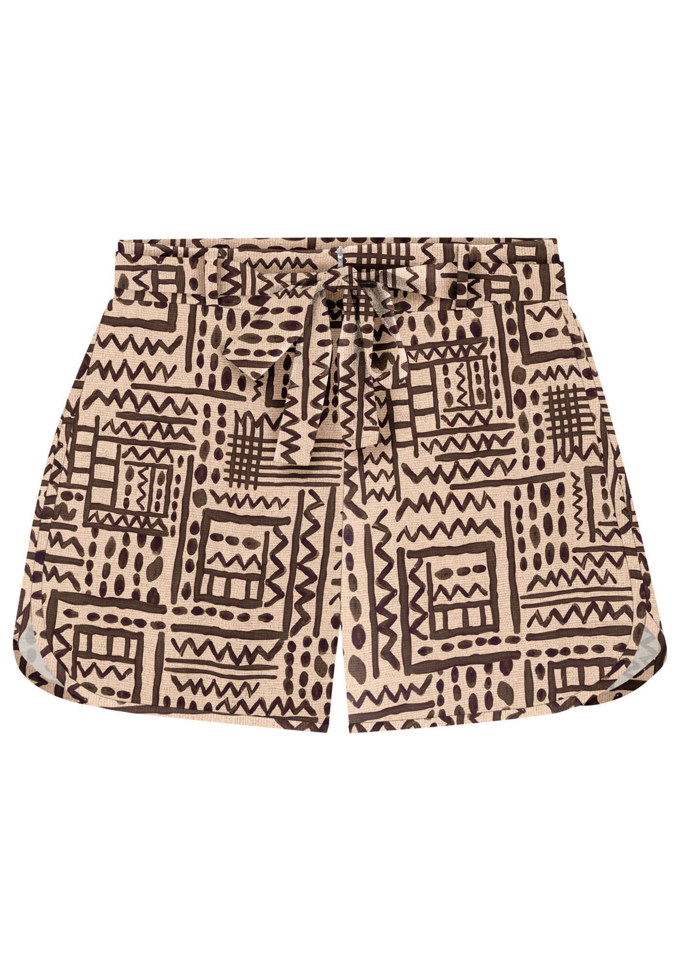 Shorts Cintura Alta em Linho com Faixa, , large.