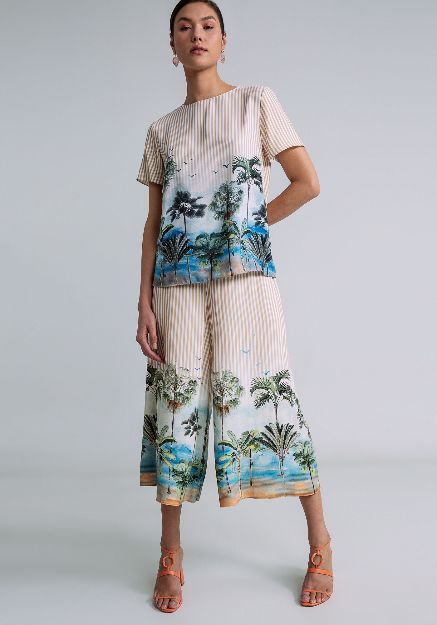 Blusa Manga Curta Ampla Estampada, GUARDA SOL, large.