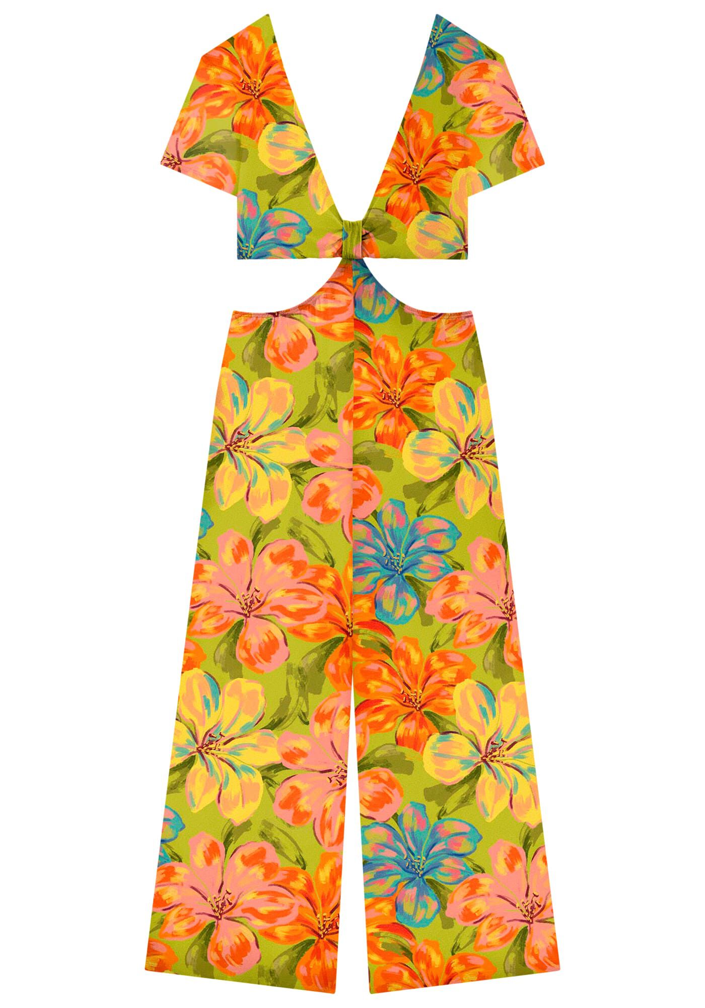 Macac&atilde;o Midi Estampado em Malha com Cut Out, , large.