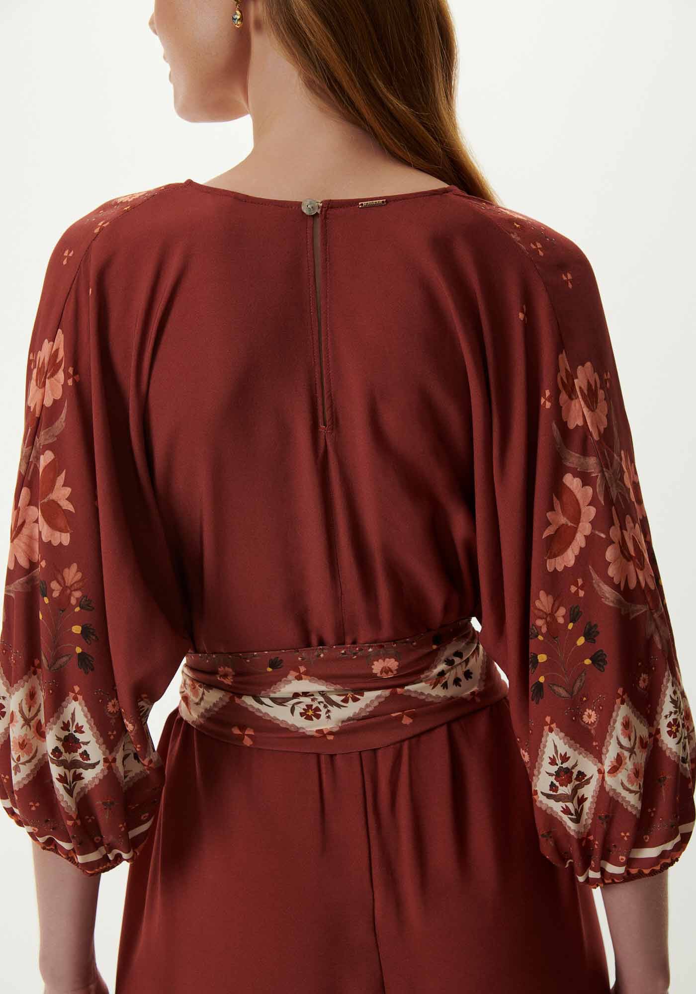 Vestido Midi Manga 3/4 Bufante com Cinto, , large.