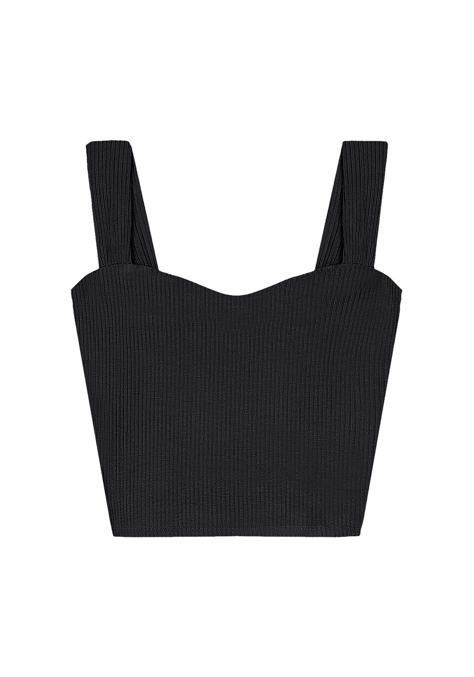 Blusa Cropped Decote Coração, PRETO. Blusa Cropped Decote Coração, PRETO, large.