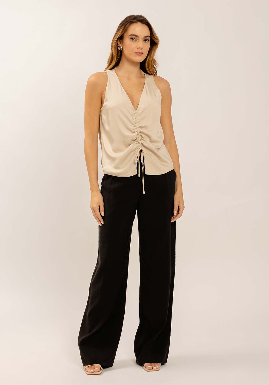 Blusa Decote V com Amarração Franzida, . Blusa Decote V com Amarração Franzida, , large.