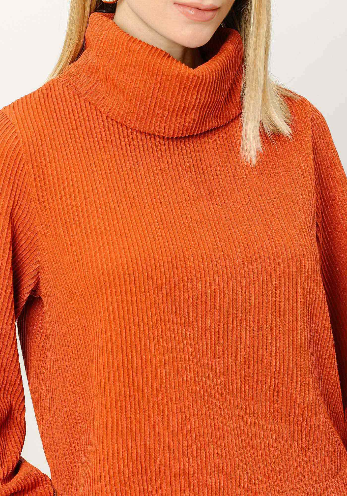 Blus&atilde;o Manga Longa Bufante com M&aacute;xi Gola Alta, , large.