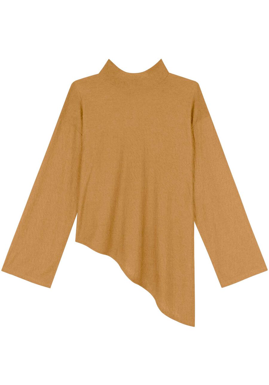 Blusa Assimétrica De Mangas Longas Em Malha Rústica, . Blusa Assimétrica De Mangas Longas Em Malha Rústica, , large.