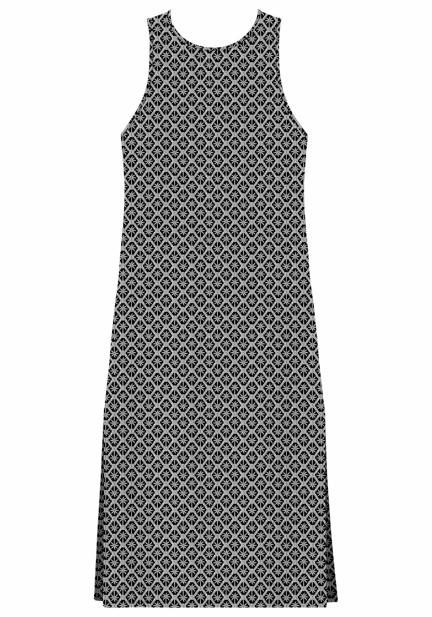 Vestido Midi Canelado Estampado com Fenda Lateral, , large.