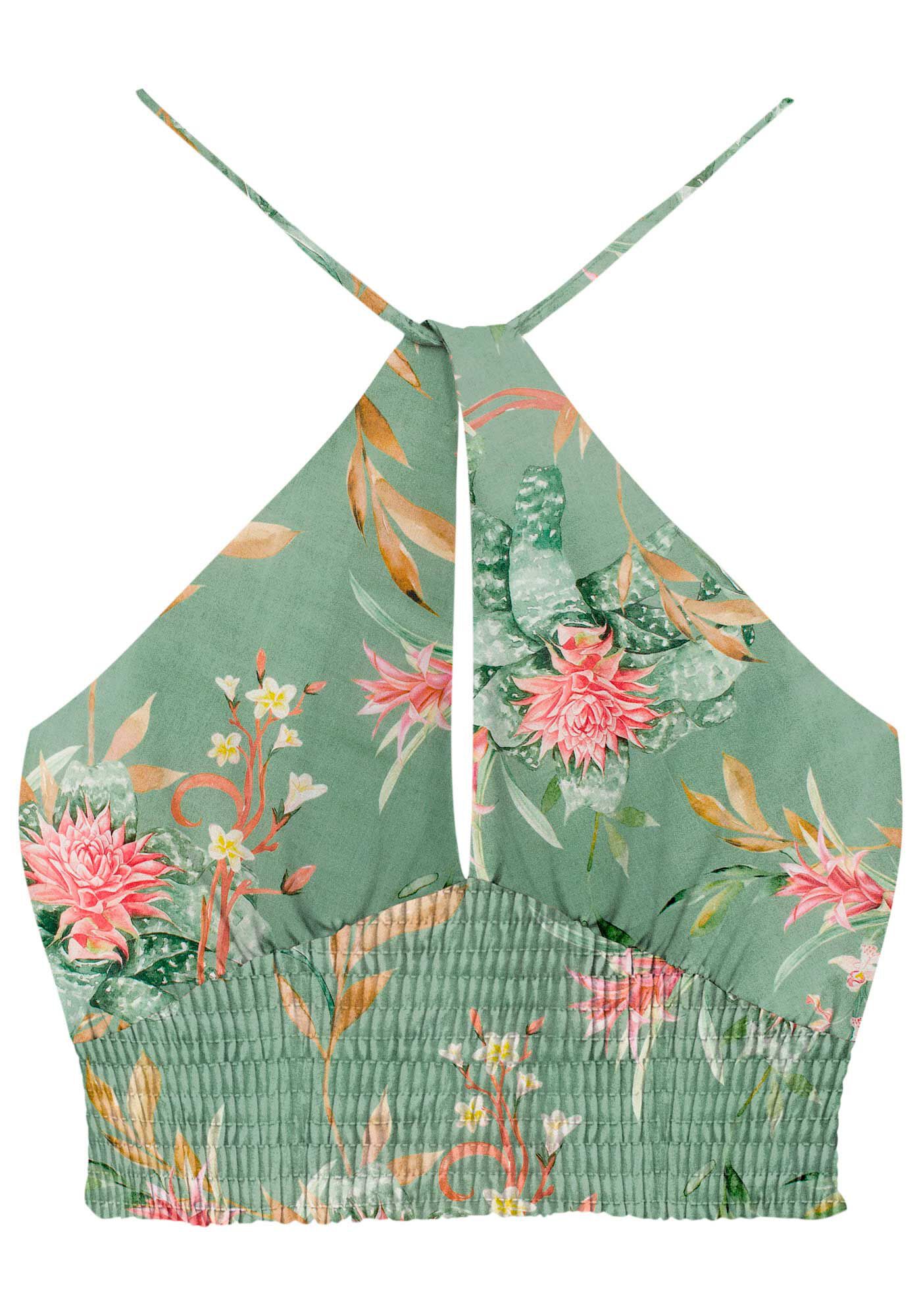 Blusa Cropped Crepe com Recorte Busto e Lastex, , large.