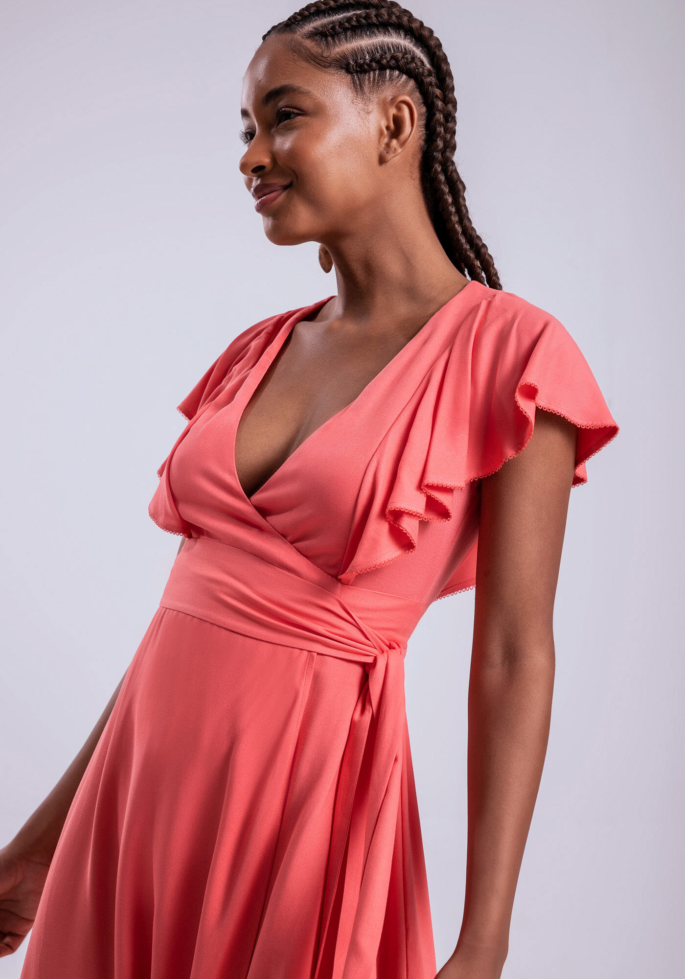 Vestido Midi em Viscose Transpassado, , large.