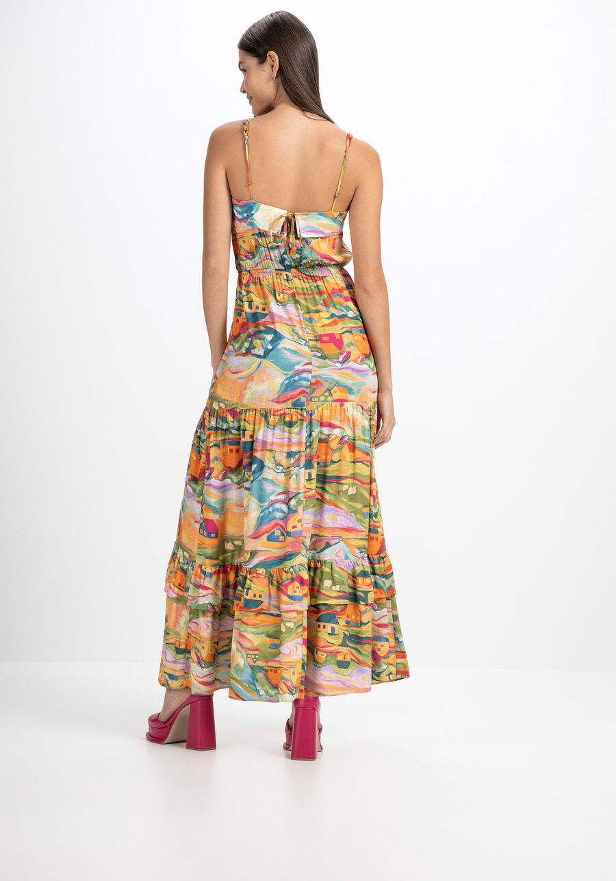 Vestido Midi Estampado com Miçangas Alças, . Vestido Midi Estampado com Miçangas Alças, , large.