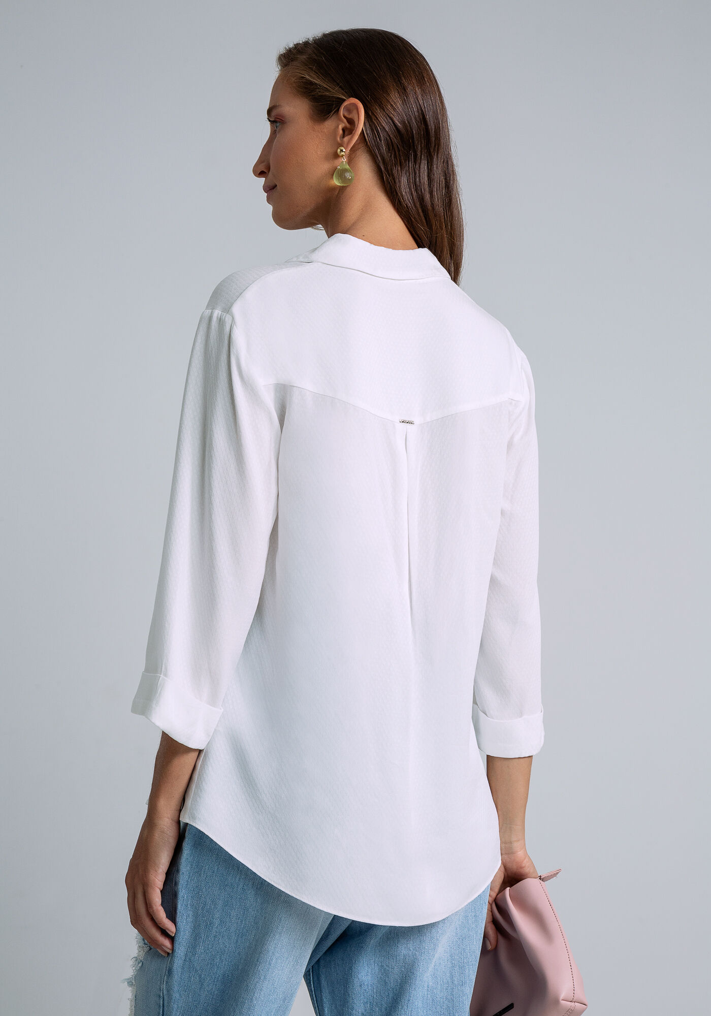 Camisa Manga 3/4 Cl&aacute;ssica, OFF WHITE, large.