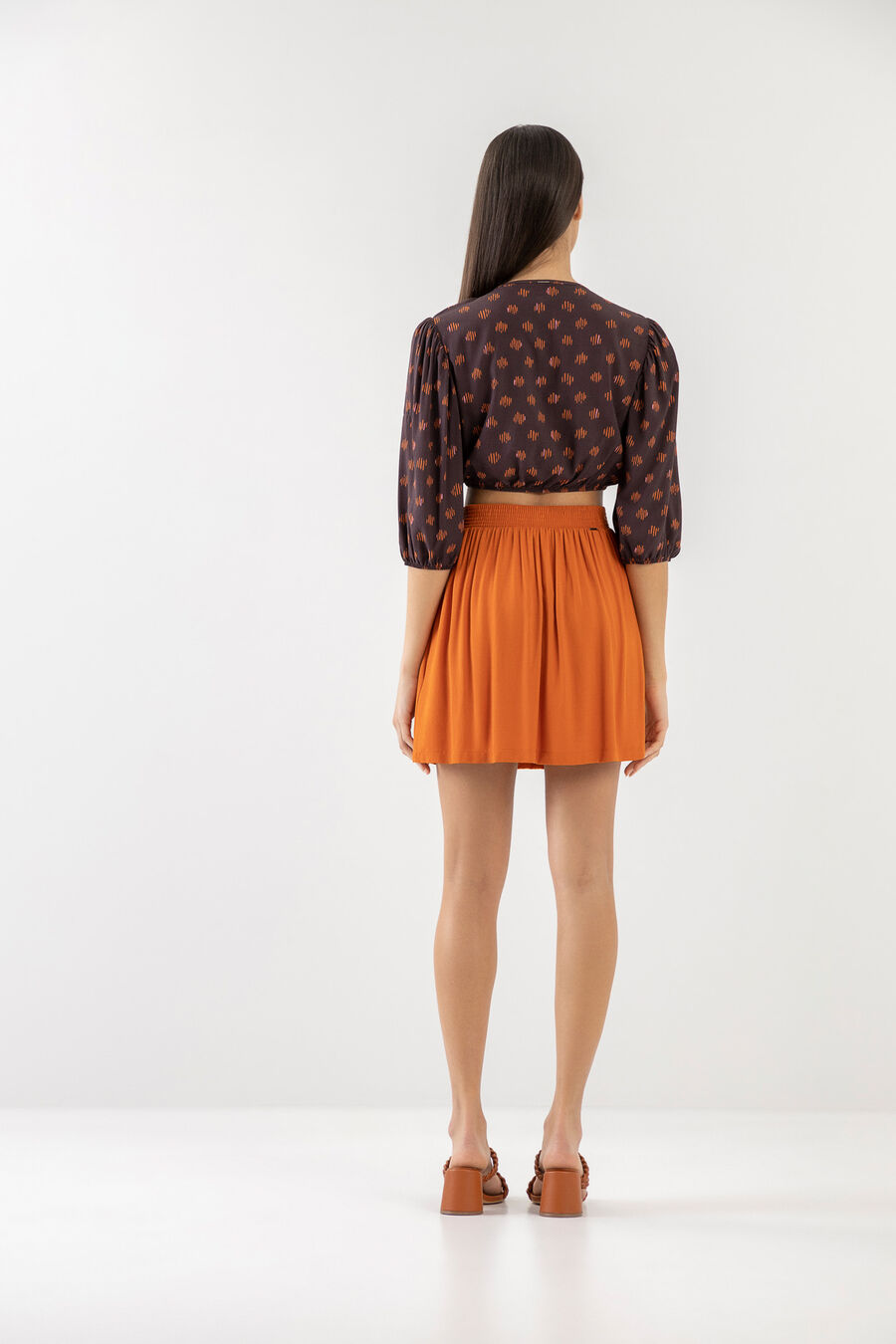 Saia Curta em Viscose com Pregas, . Saia Curta em Viscose com Pregas, , large.