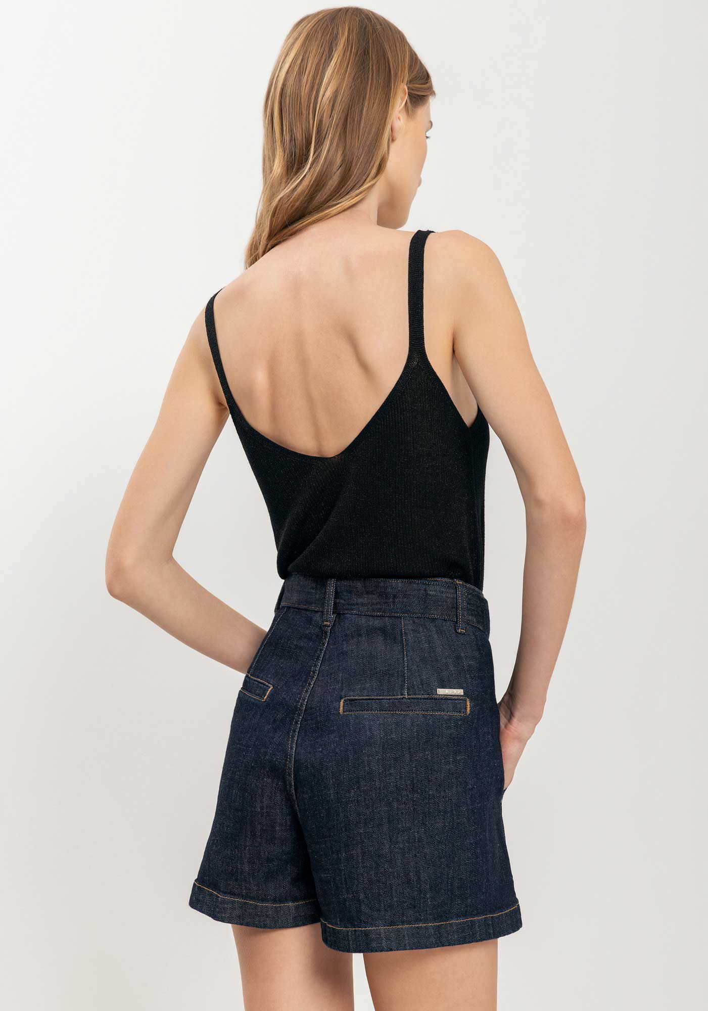 Shorts Jeans Alfaiataria Com Cintura Alta E Cinto, JEANS, large.