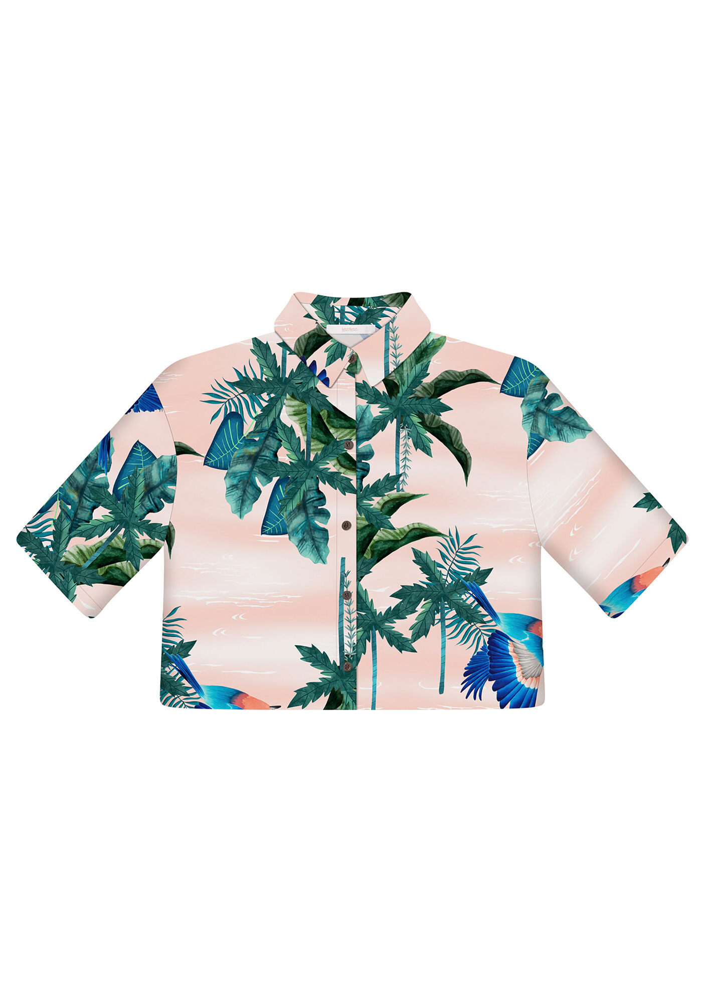 Camisa Tecido Rayon Cropped Manga 3/4, , large.