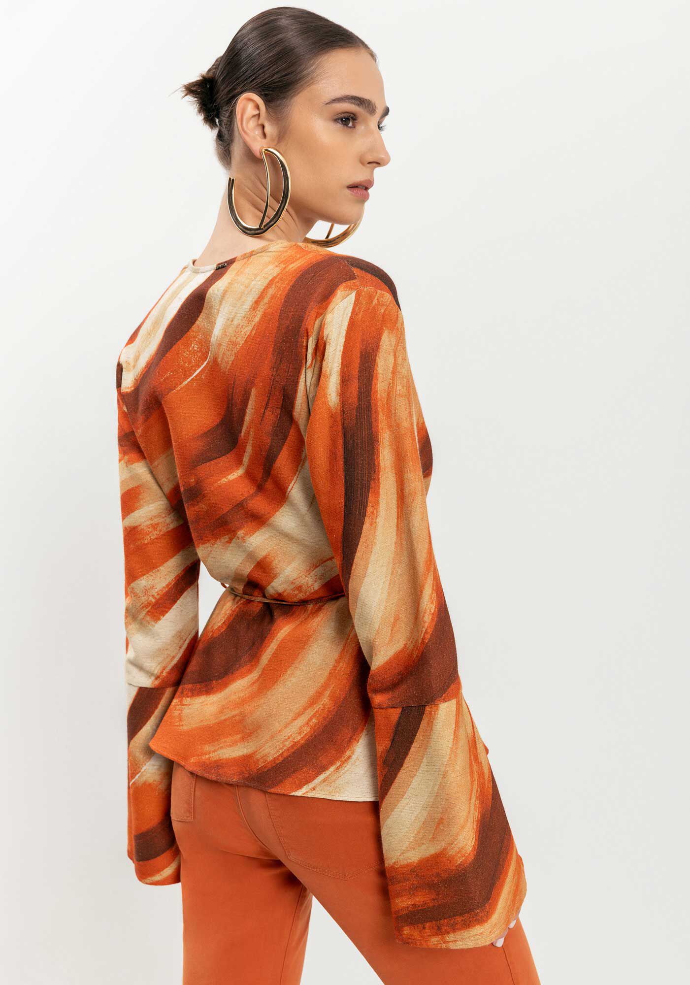 Blusa Transpassada De Mangas Longas Com Amarra&ccedil;&atilde;o Lateral, , large.