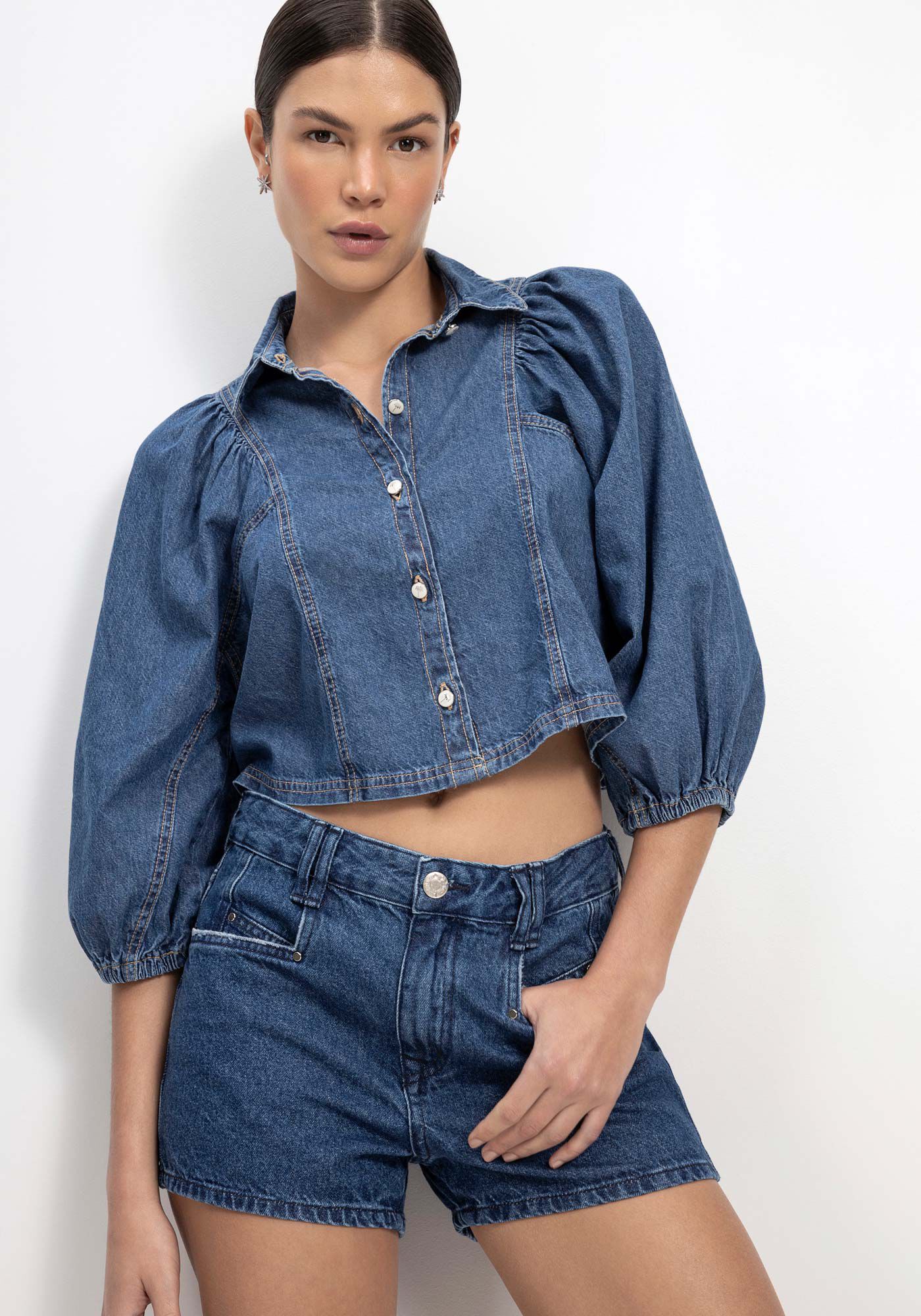 Shorts Jeans Linha A Sustent&aacute;vel, , large.