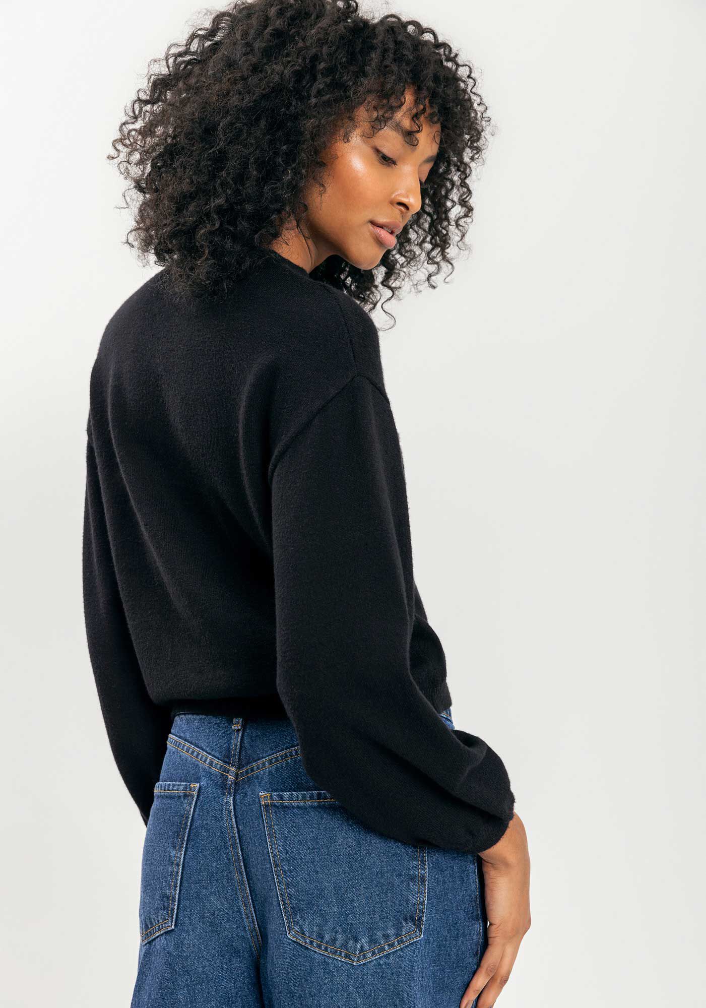 Blus&atilde;o Em Tric&ocirc; Com Punhos Ajustados, , large.