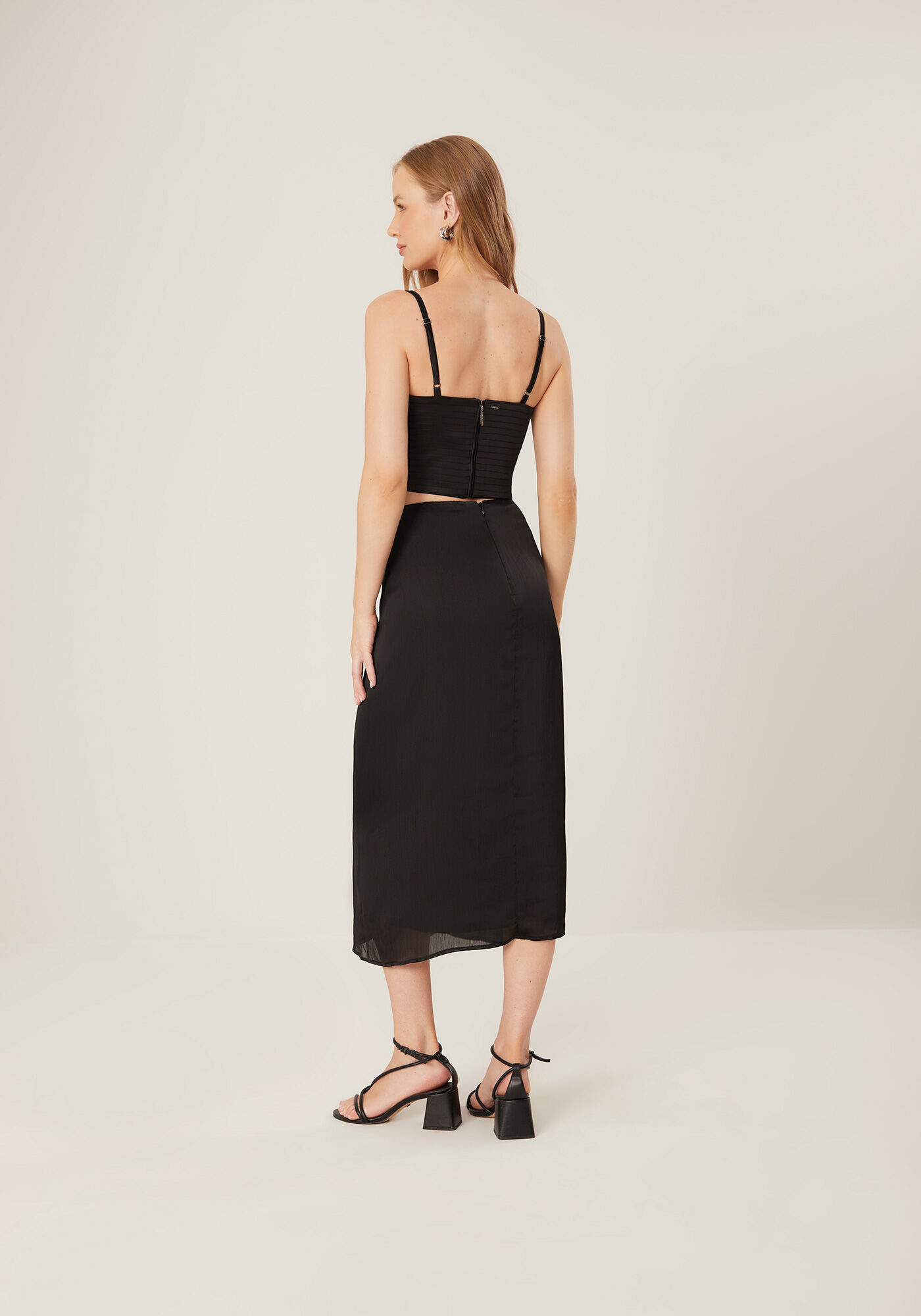 Saia Midi Franzida com Leve Acetinado, , large.