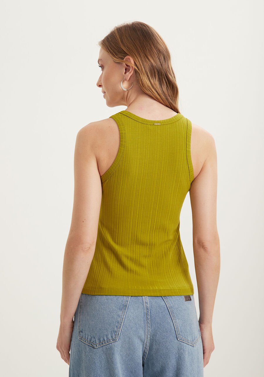 Blusa Regata De Alças Em Malha Canelada Com Strass, VERDE NEW SOFT. Blusa Regata De Alças Em Malha Canelada Com Strass, VERDE NEW SOFT, large.