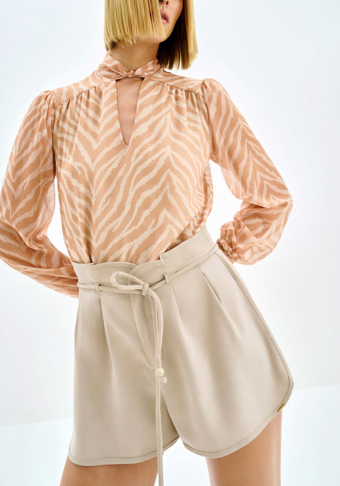 Blusa Manga Bufante em Chiffon com Estampa Zebra, , large.