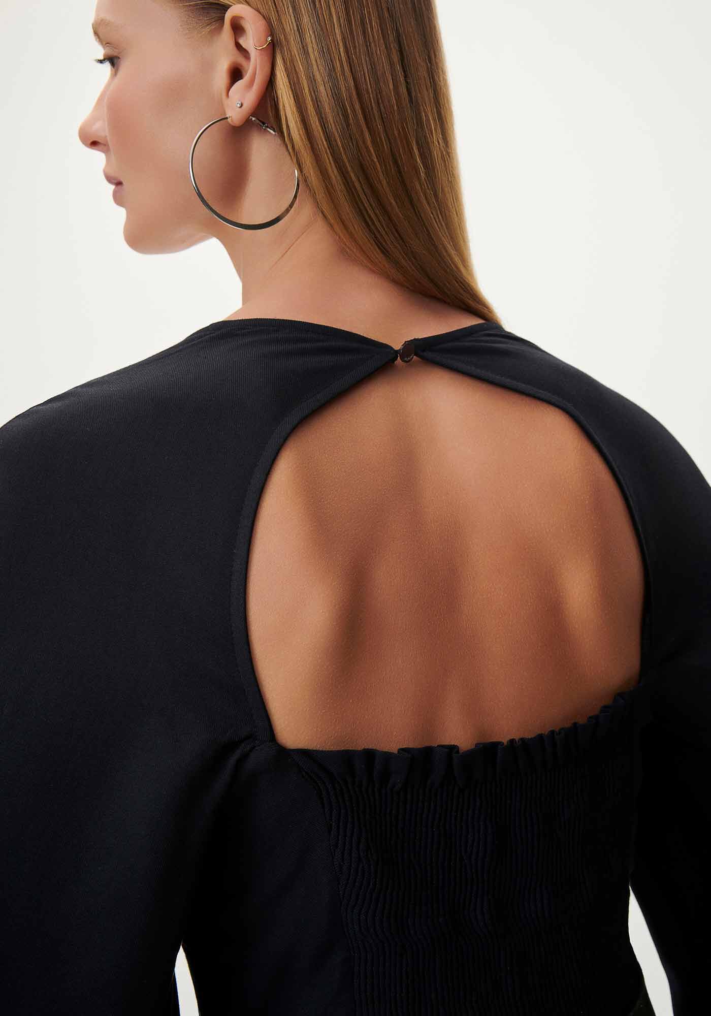 Blusa Manga Longa Flare com Decote Quadrado, , large.