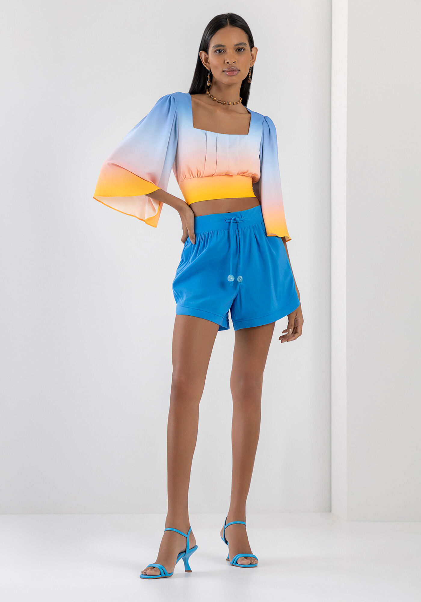 Blusa manga flare estampada sales