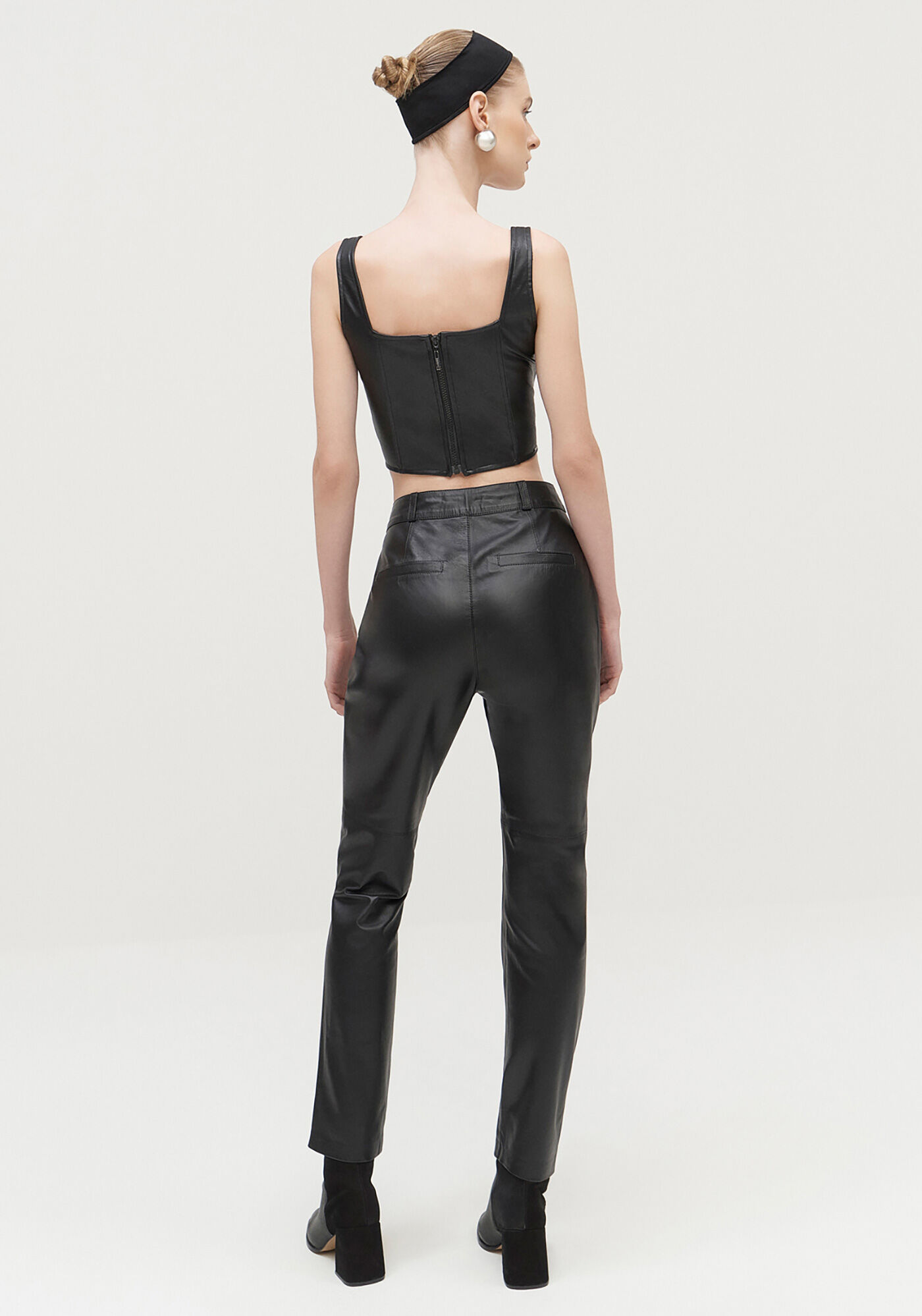 Blusa Corset em PU com Decote Quadrado, , large.