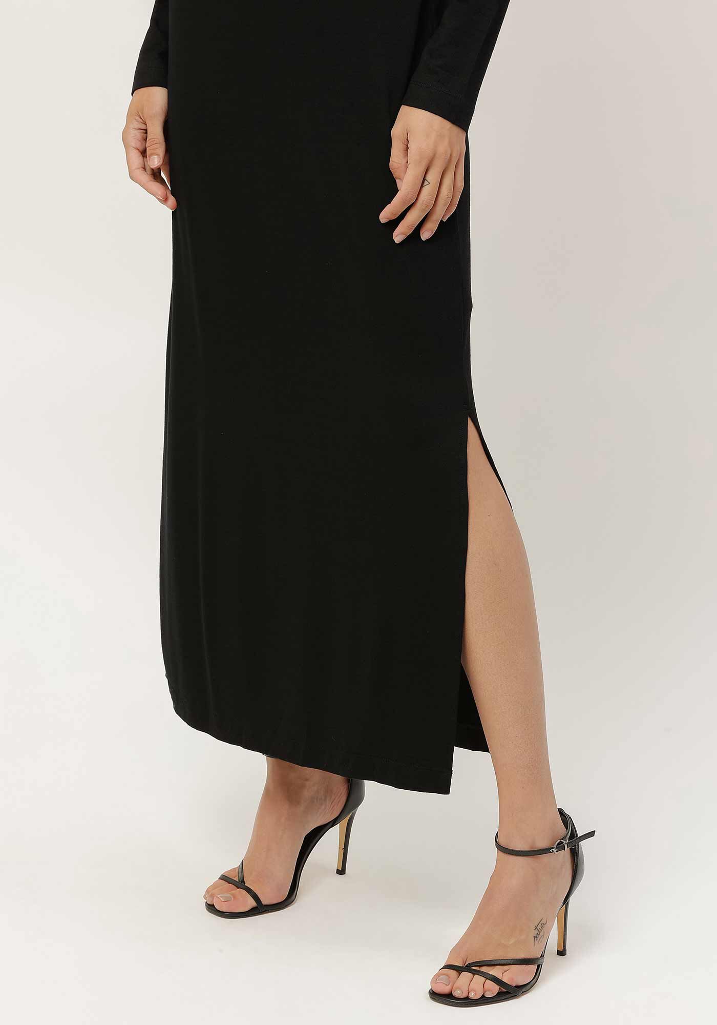 Vestido Midi Manga Longa em Malha com Tor&ccedil;&atilde;o, , large.