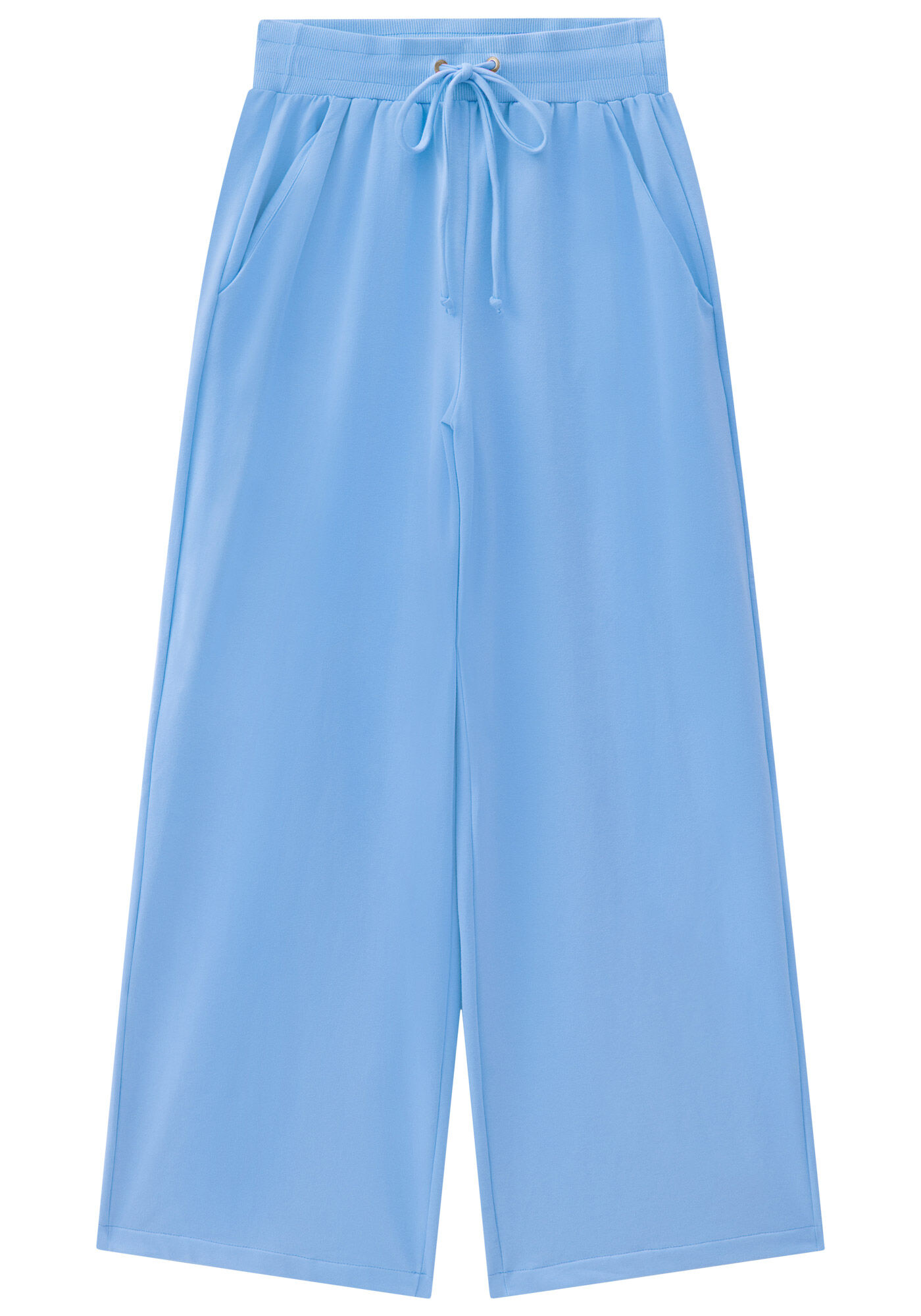 Cal&ccedil;a Reta Ampla em Molecotton com Bolsos, , large.