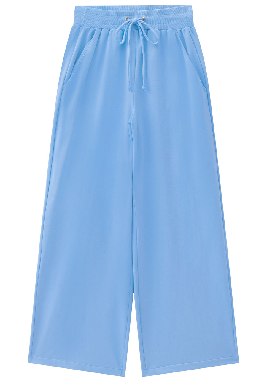 Calça Reta Ampla em Molecotton com Bolsos, . Calça Reta Ampla em Molecotton com Bolsos, , large.