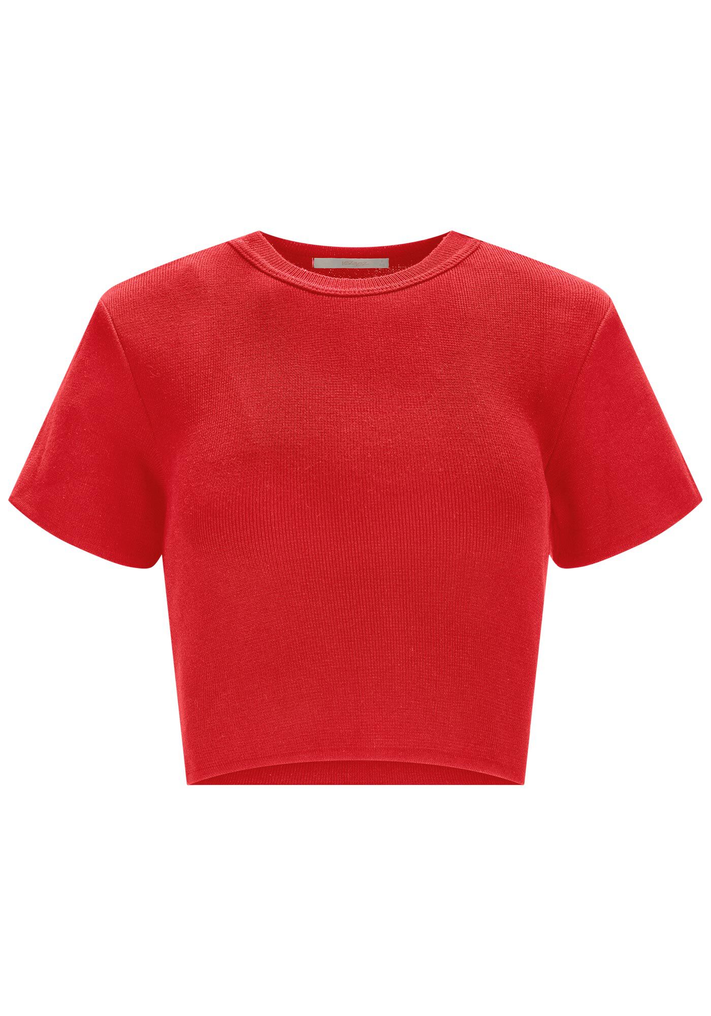 Blusa Cropped em Tric&ocirc; com Manga Curta, , large.