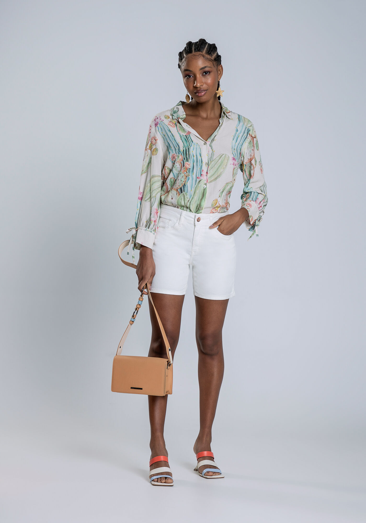 Shorts Sarja Ibiza Justo, BRANCO OFF WHITE, large.