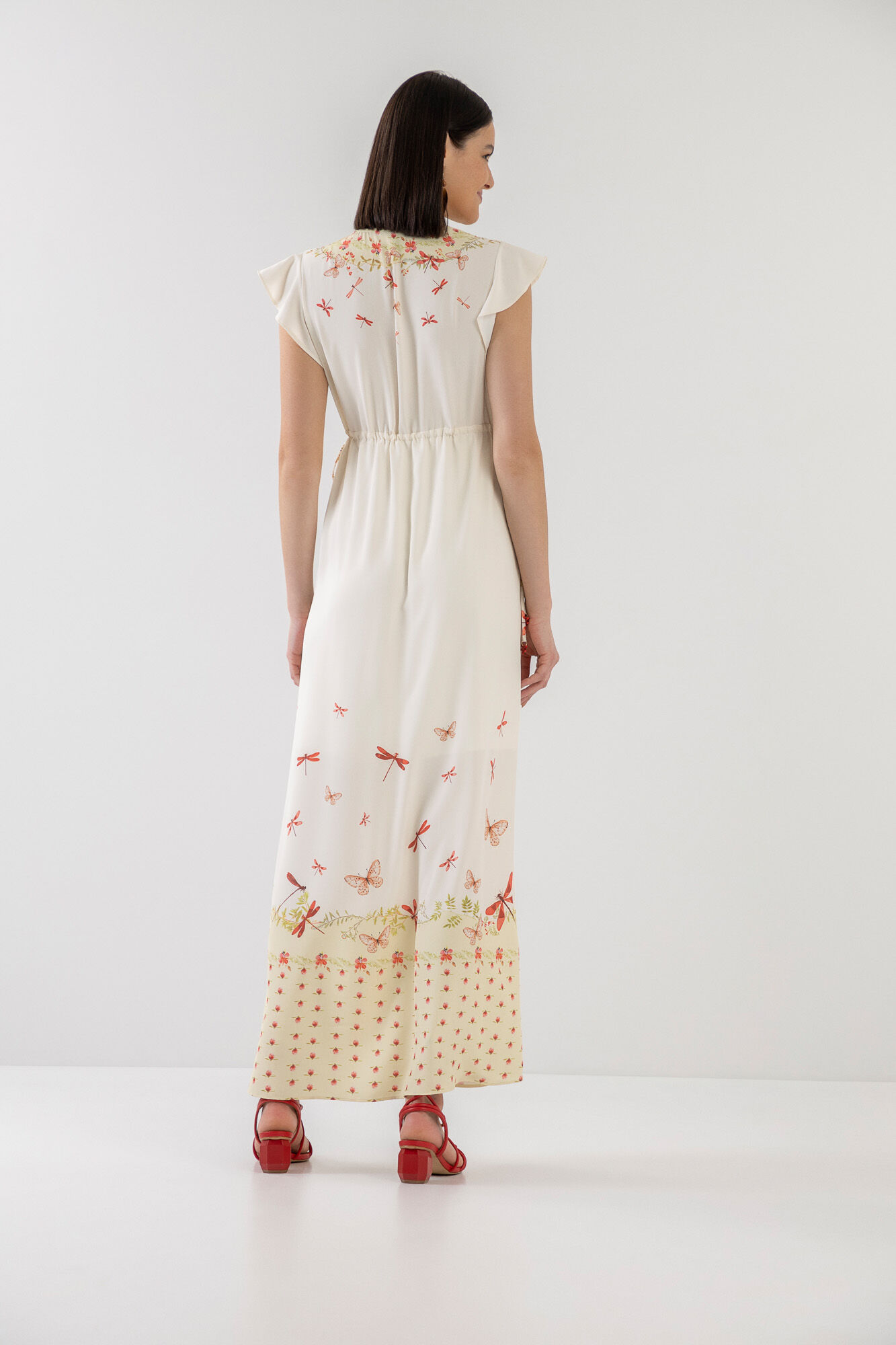 Vestido Midi Estampado com Amarra&ccedil;&atilde;o Cintura, , large.