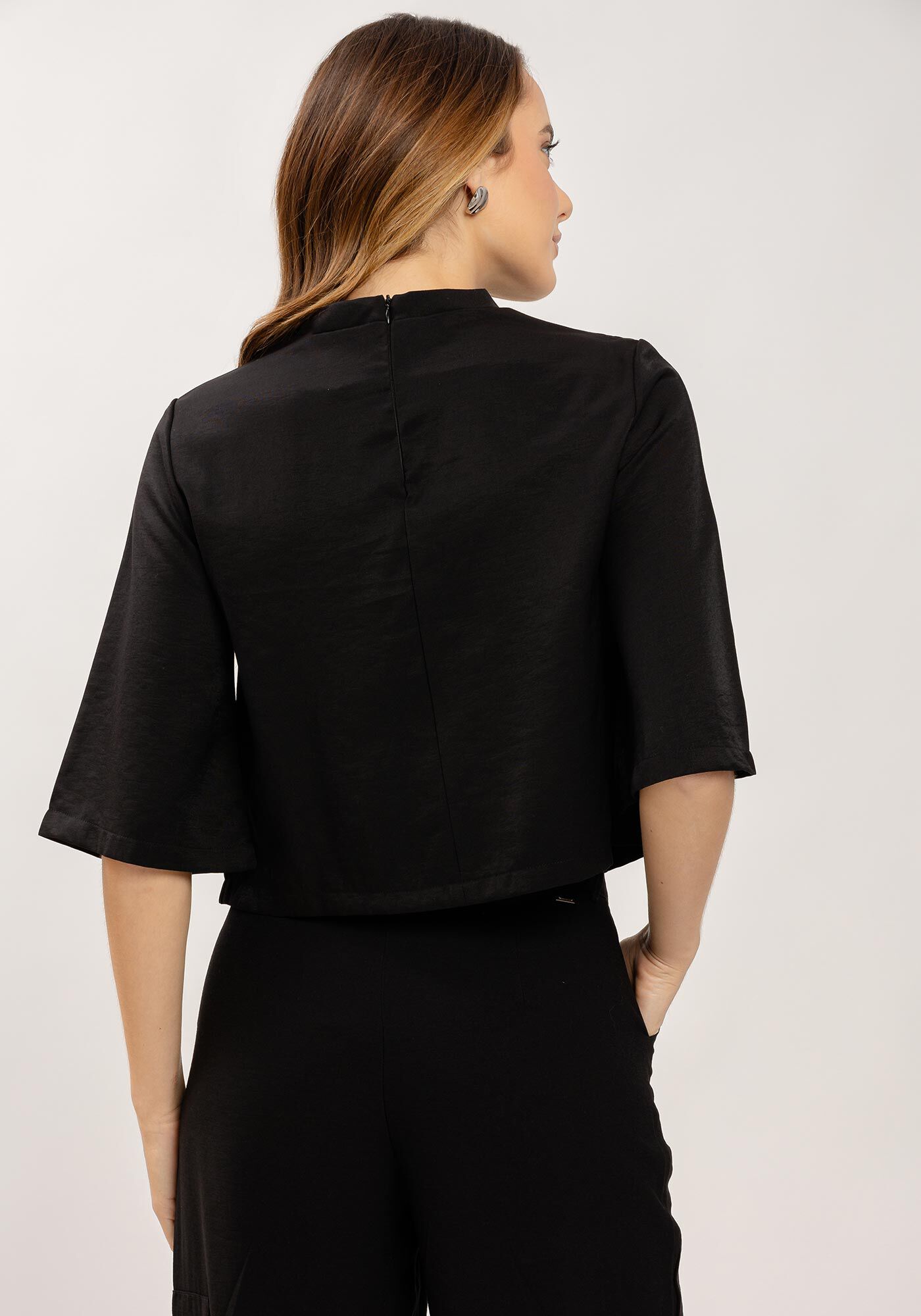 Blusa M&aacute;xi Mangas com Gola, , large.