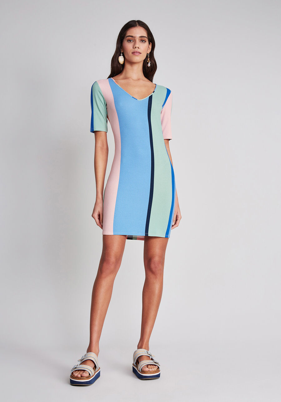 Vestido Decote V Justo Estampa, . Vestido Decote V Justo Estampa, , large.