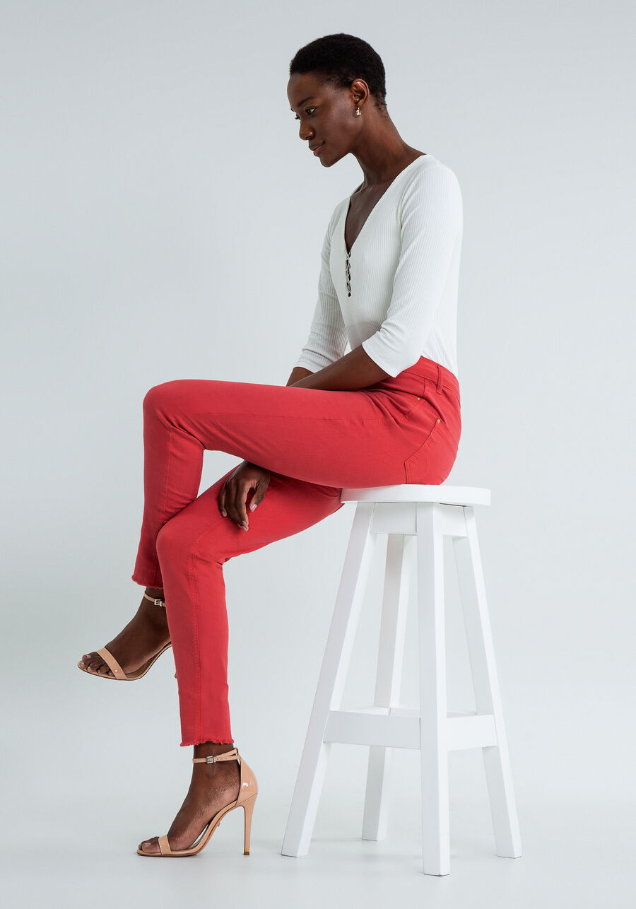 Calça Mommy Cropped, LARANJA. Calça Mommy Cropped, LARANJA, large.