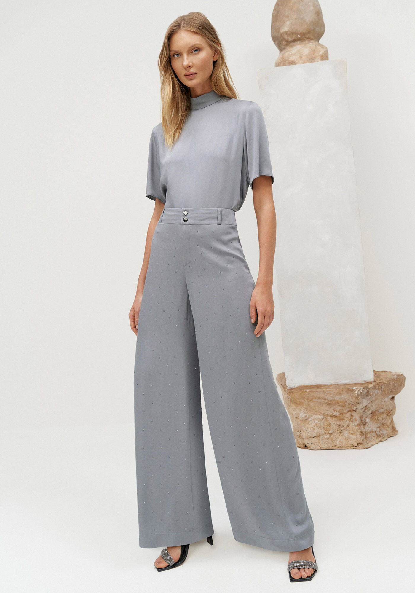 Cal&ccedil;a Pantalona Alfaiataria com Strass, , large.