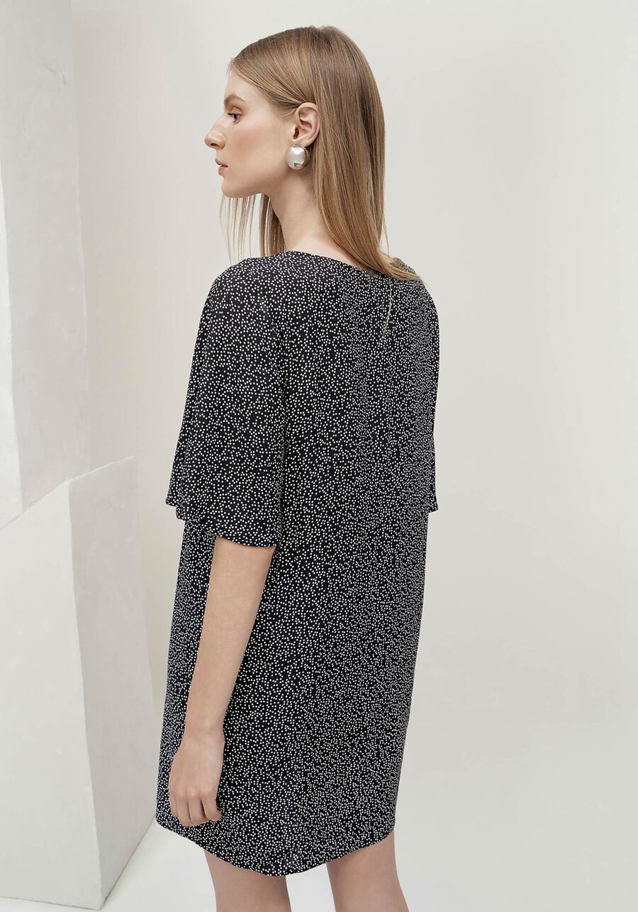 Vestido Curto em Viscose com Manga Flare, . Vestido Curto em Viscose com Manga Flare, , large.