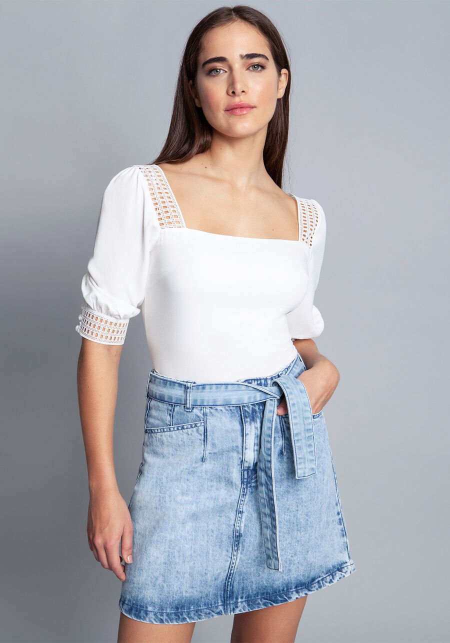 Saia Jeans com Elastano, . Saia Jeans com Elastano, , large.