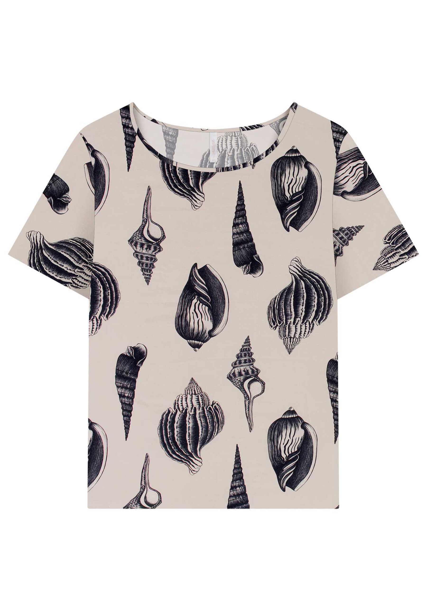 Blusa Manga Curta em Viscose Estampada, . Blusa Manga Curta em Viscose Estampada, , large.