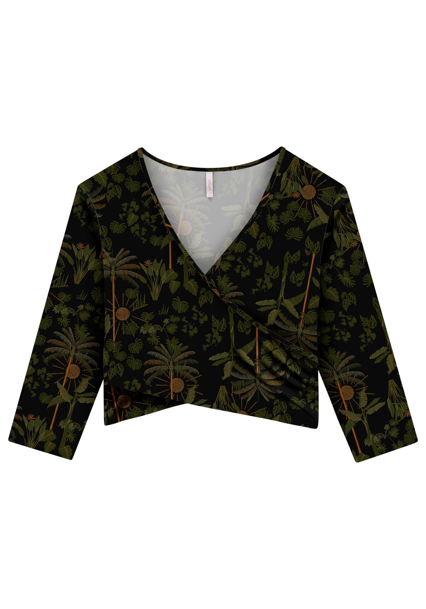 Blusa Cropped Manga 3/4 Transpassada, , large.